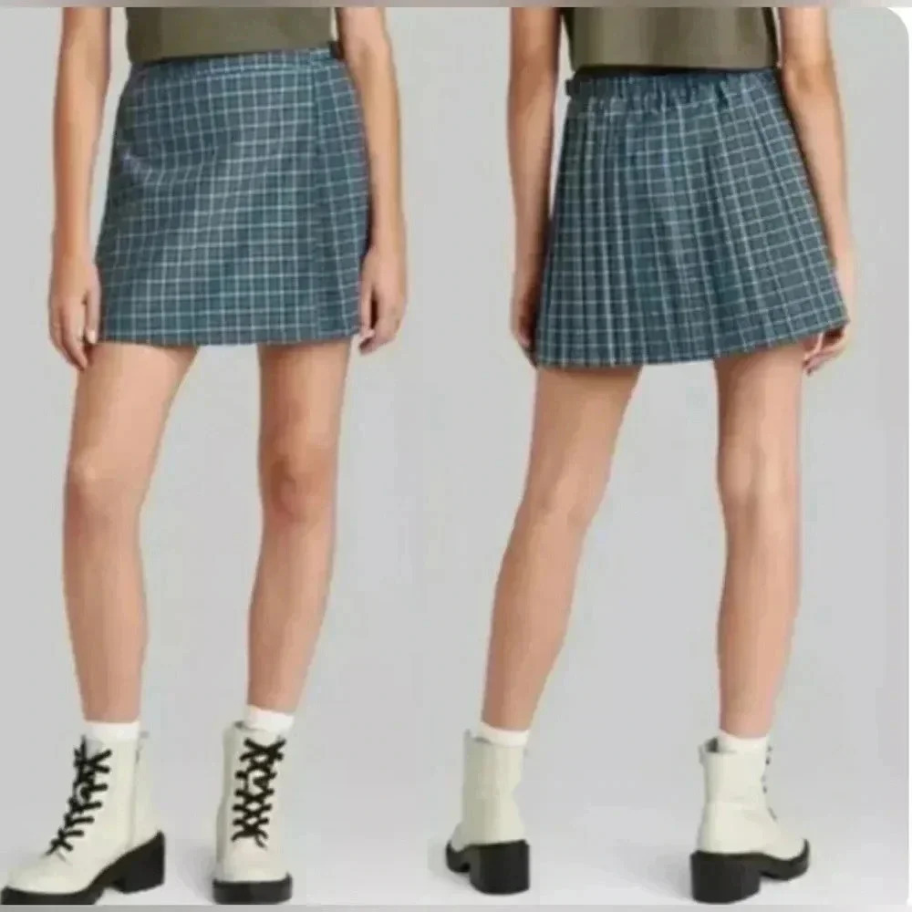Wild Fable Pleated A-line Plaid Mini Skirt Juniors Size M School Girl Fashion